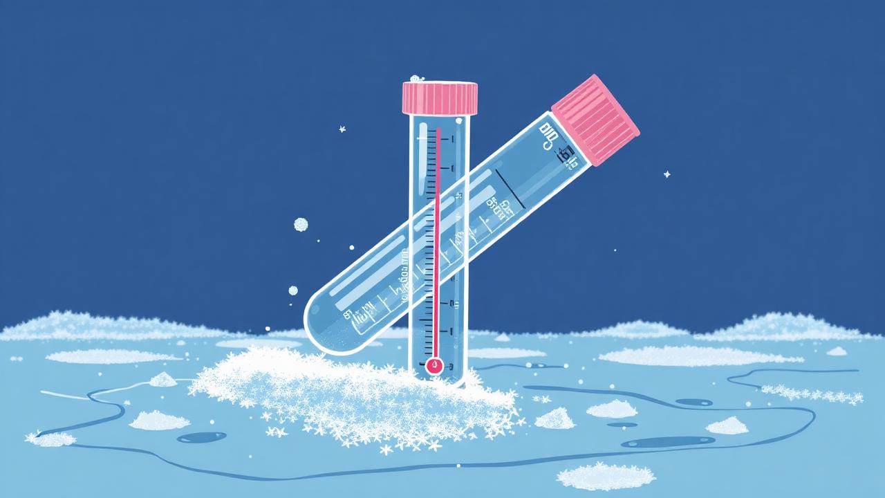Editorial illustration of peptide vials on ice