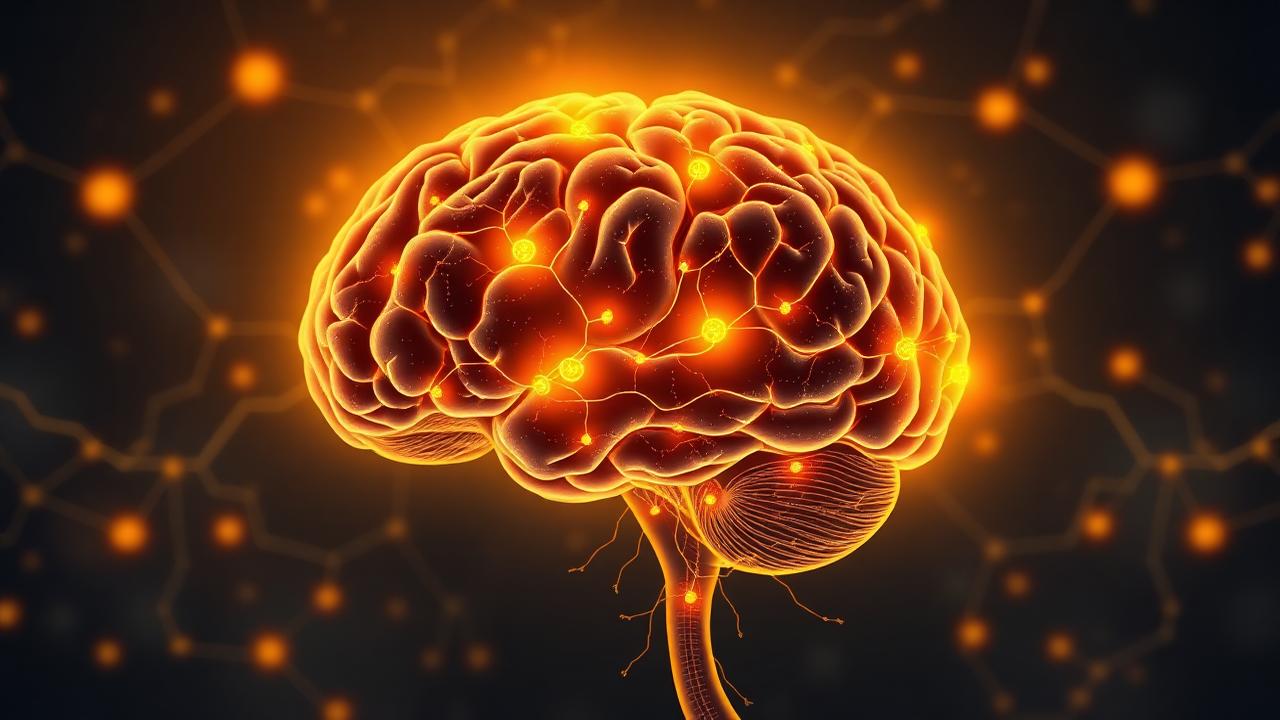 Editorial illustration of a neural synapse